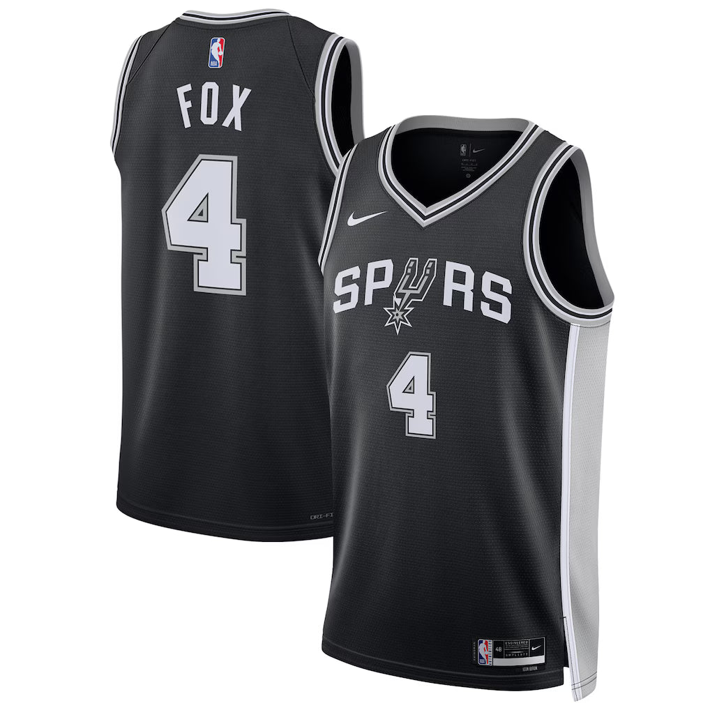De'Aaron Fox San Antonio Spurs Unisex Swingman Player Jersey - Icon Edition - Black