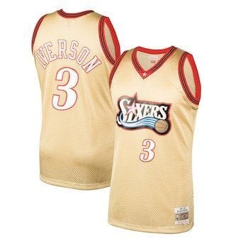 Allen Iverson Philadelphia 76ers 1997/98 Hardwood Classics Jersey - Gold