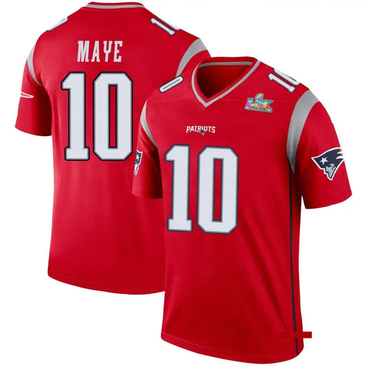 Drake Maye New England Patriots Super Bowl LX Patch Alternate Jersey - Red